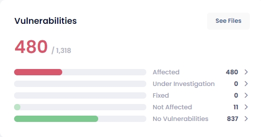 Screenshot of the Vulnerabilities card from the Visibility Report Dashboard
